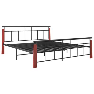 vidaXL Cadre de lit sans matelas métal bois de chêne massif 180x200 cm