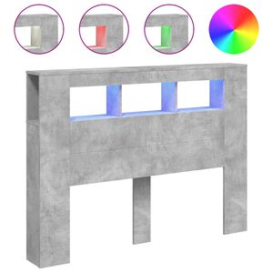 vidaXL T&ecirc;te de lit &agrave; LED gris b&eacute;ton 140x18,5x103,5cm bois d'ing&eacute;nierie