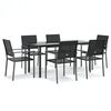 vidaXL Ensemble &agrave; manger de jardin 7 pcs r&eacute;sine tress&eacute;e acier