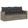 vidaXL Salon de jardin avec coussins 3 pcs gris r&eacute;sine tress&eacute;e