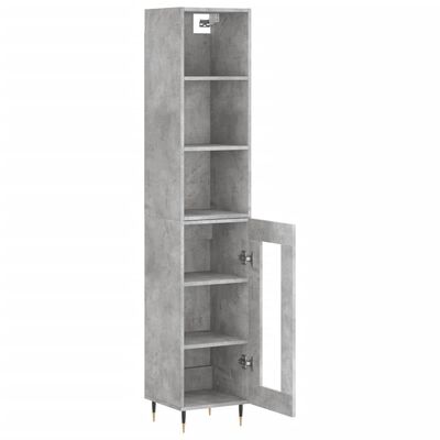 vidaXL Buffet haut Gris béton 34,5x34x180 cm Bois d'ingénierie