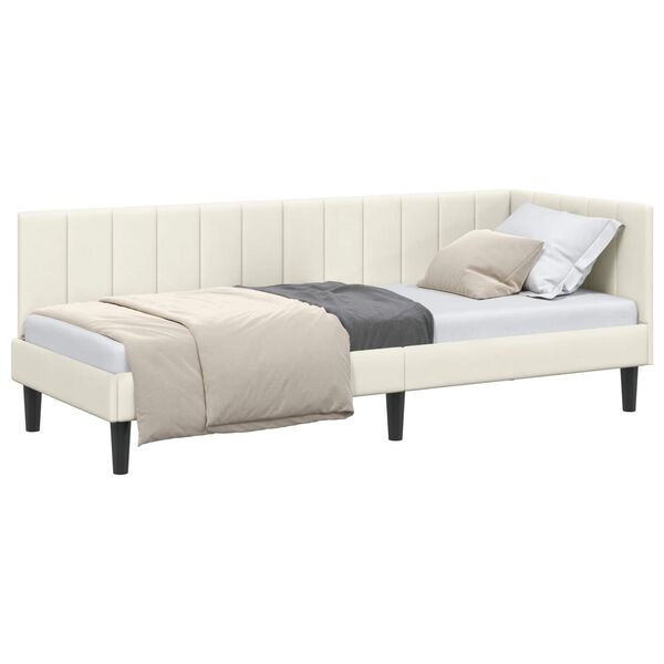 vidaXL Cadre de lit d'angle Cr&egrave;me 80 cm x 200 cm Velours