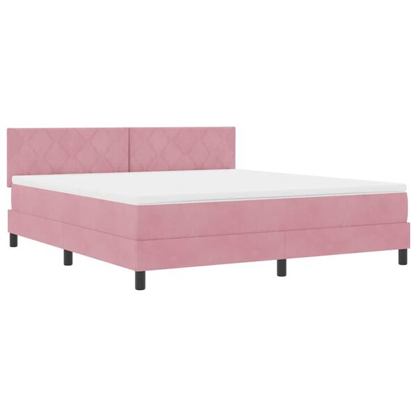 vidaXL Lit &agrave; ressort LED avec matelas Rose 180 x 200 cm Velours