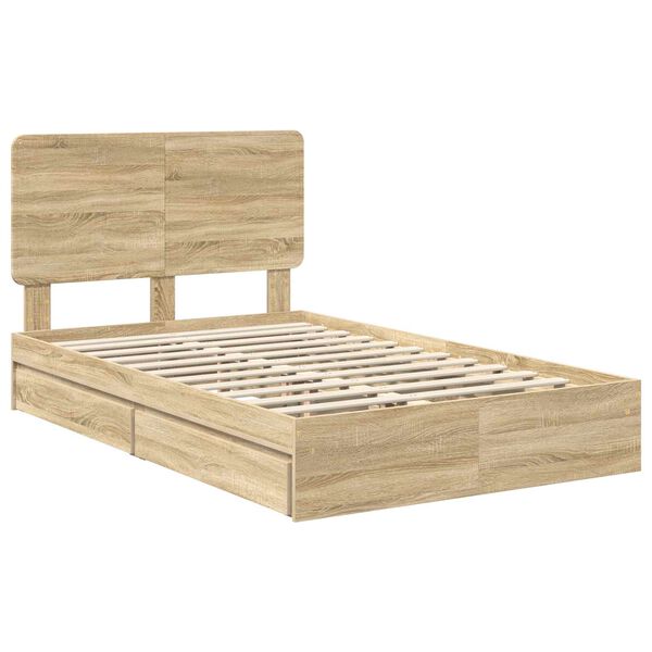 vidaXL Lit de Rangement Ch&ecirc;ne Sonoma 135 x 190 cm Bois d'ing&eacute;nierie
