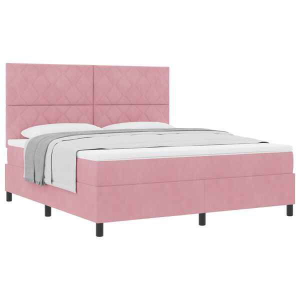 vidaXL Lit &agrave; ressorts avec matelas Rose 180 x 200 cm tissu