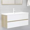 vidaXL Ensemble de meubles de bain 2 pcs Blanc/ch&ecirc;ne sonoma Agglom&eacute;r&eacute;