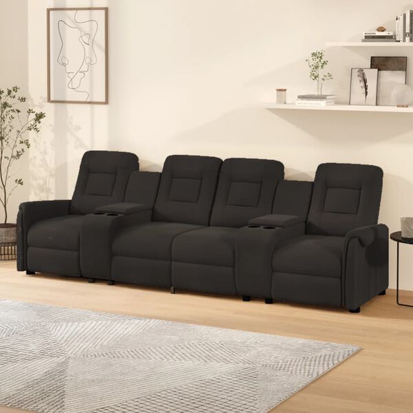 vidaXL Fauteuil inclinable avec porte-gobelets 4 places Noir