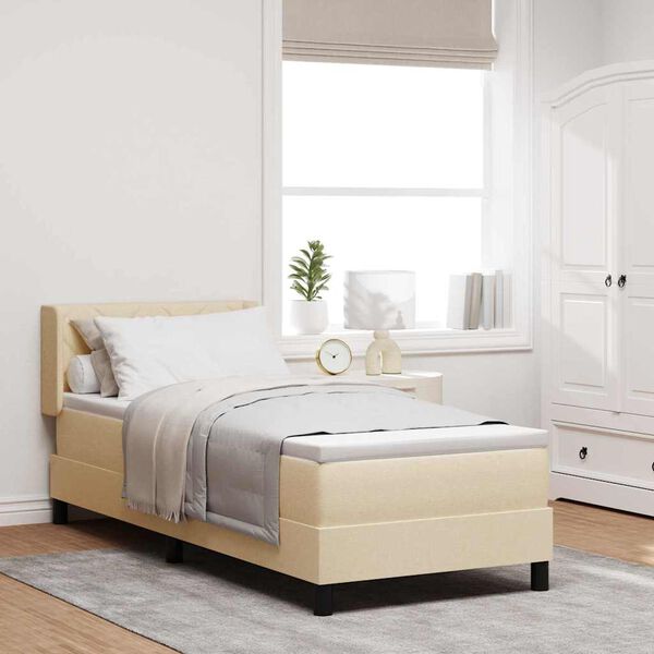 vidaXL Lit &agrave; ressorts avec matelas Cr&egrave;me 200 x 80 cm Polyester