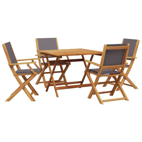 vidaXL Ensemble &agrave; manger de jardin 5 pcs anthracite tissu bois massif