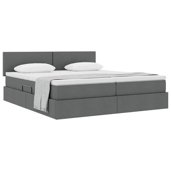 vidaXL Lit de Rangement Gris fonc&eacute; 180 x 200 cm Cuir synth&eacute;tique