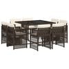 vidaXL Ensemble &agrave; manger de jardin et coussins 9 pcs marron poly rotin