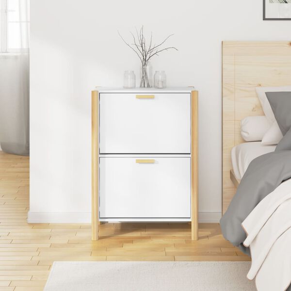 vidaXL Armoire &agrave; chaussures Blanc 57,5x33x80 cm Bois d'ing&eacute;nierie