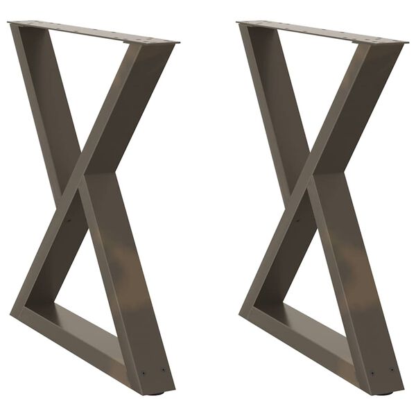 vidaXL Pieds de table &agrave; manger 2 pi&egrave;ces Acier naturel 70 x (72-73,3) cm Acier