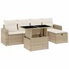 vidaXL Salon de jardin avec coussins 6 pcs beige r&eacute;sine tress&eacute;e