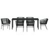vidaXL Ensemble de salle &agrave; manger pour jardin avec coussin 7 pcs Noir