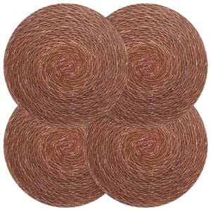 vidaXL Dessous de verre en herbe marine 4 pc Marron 100 % Herbe de mer