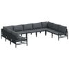 vidaXL Ensemble de canap&eacute; de jardin 9 pc Noir Acier