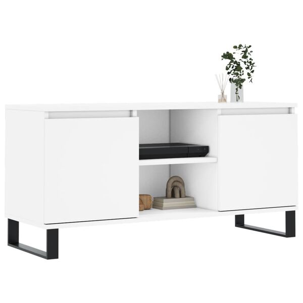 vidaXL Meuble TV blanc 104x35x50 cm bois d'ing&eacute;nierie