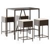 vidaXL Ensemble de bar de jardin avec coussins 5 pcs marron poly rotin
