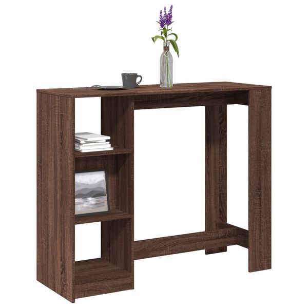 vidaXL Table de bar avec &eacute;tag&egrave;re ch&ecirc;ne marron bois d'ing&eacute;nierie