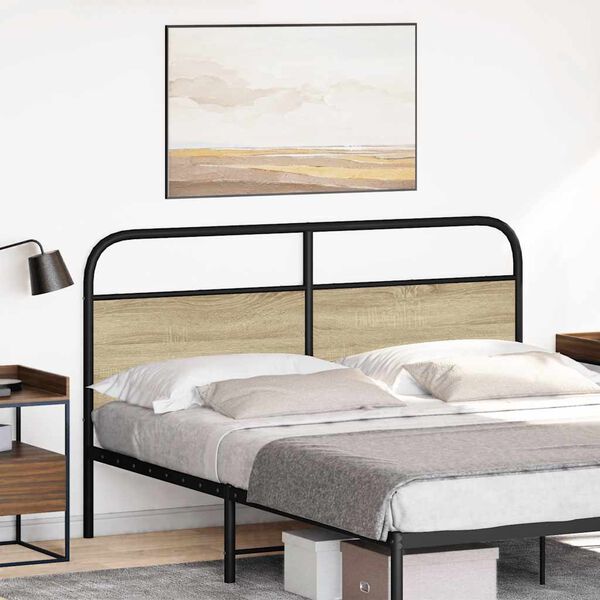vidaXL T&ecirc;te de lit de remplacement ch&ecirc;ne sonoma 150 cm acier et bois d'ing&eacute;nierie