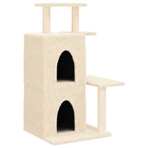 vidaXL Arbre &agrave; chat avec griffoirs en sisal cr&egrave;me 97 cm