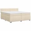vidaXL Lit boxspring avec matelas Cr&egrave;me 200 x 200 cm Tissu