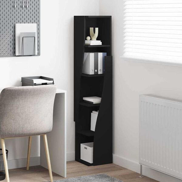 vidaXL Meuble d'angle Noir 27,5x27x140cm Bois d'ing&eacute;nierie