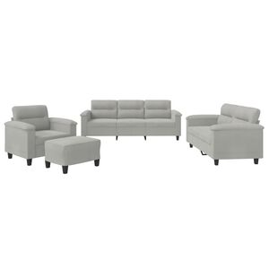 vidaXL Ensemble de canap&eacute;s 4 pcs coussins gris clair tissu microfibre