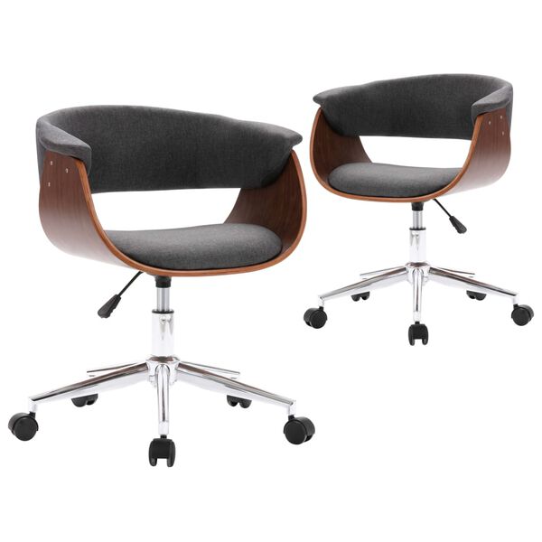 vidaXL Chaises pivotantes &agrave; manger lot de 2 gris tissu