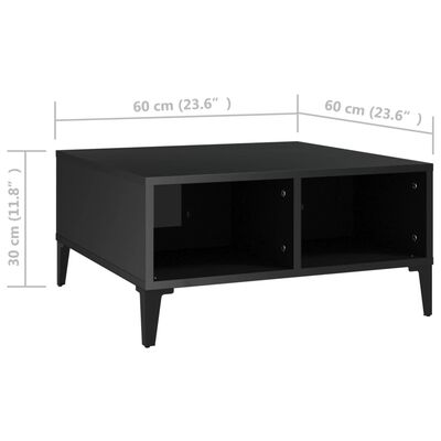 vidaXL Table basse Noir brillant 60x60x30 cm Aggloméré