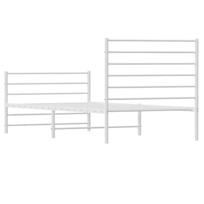 vidaXL Cadre de lit métal sans matelas avec pied de lit blanc 90x200cm