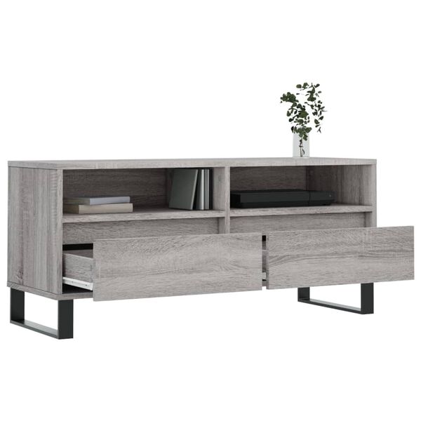 vidaXL Meuble TV sonoma gris 100x34,5x44,5 cm bois d'ing&eacute;nierie