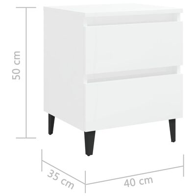 vidaXL Tables de chevet 2 pcs Blanc brillant 40x35x50 cm Aggloméré