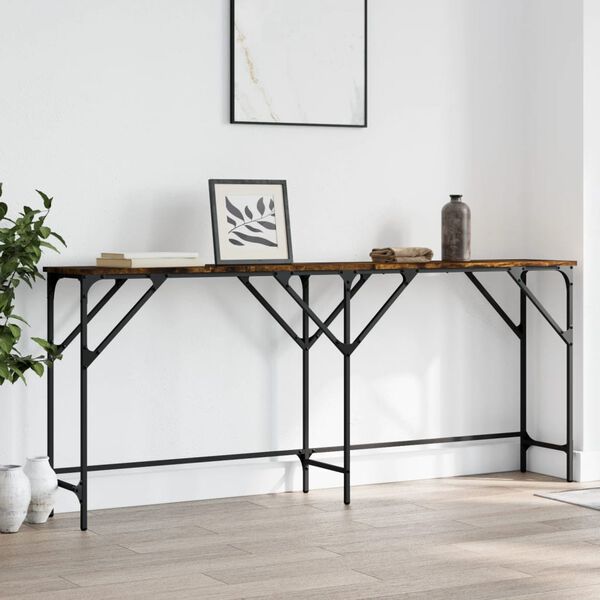 vidaXL Table console ch&ecirc;ne fum&eacute; 180x29x75 cm bois d'ing&eacute;nierie