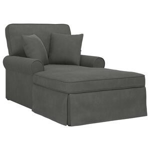 vidaXL Chaise lounge avec jupe avec coussin 3 pcs Gris fonc&eacute;