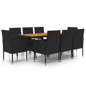 vidaXL Ensemble &agrave; manger d'ext&eacute;rieur 9 pcs R&eacute;sine tress&eacute;e Noir