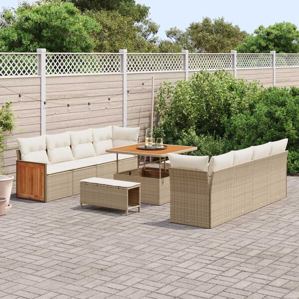 vidaXL Ensemble de canap&eacute; de jardin avec coussin 11 pcs beige et cr&egrave;me