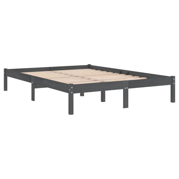 vidaXL Cadre de lit sans matelas gris bois massif