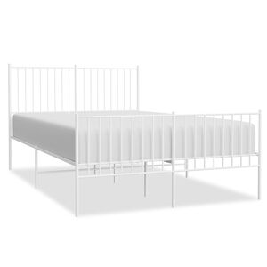 vidaXL Cadre de lit m&eacute;tal sans matelas et pied de lit blanc 140x200 cm
