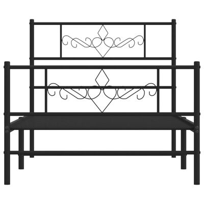 vidaXL Cadre de lit métal sans matelas avec pied de lit noir 100x190cm