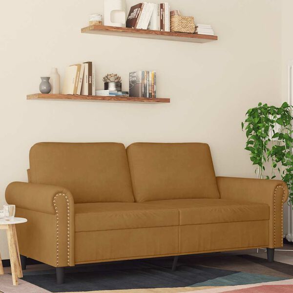 vidaXL Canap&eacute; &agrave; 2 places Marron 140 cm Velours