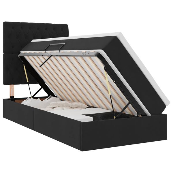 vidaXL Lit avec rangement et matelas Noir 90 x 200 cm Velours