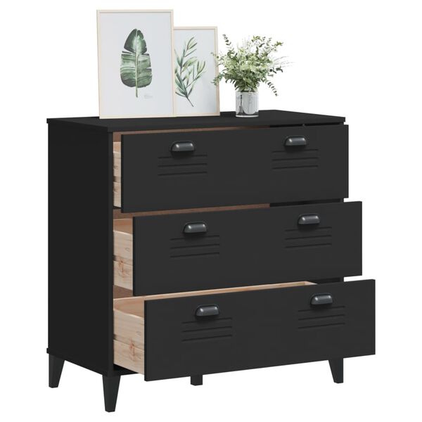 vidaXL Commode VIKEN noir bois d'ing&eacute;nierie