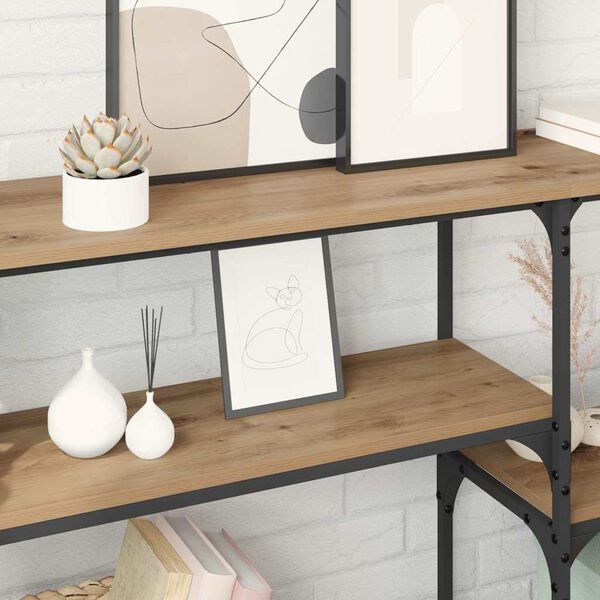 vidaXL Table console avec &eacute;tag&egrave;re Ch&ecirc;ne artisanal 150 x 29 x 76,5 cm