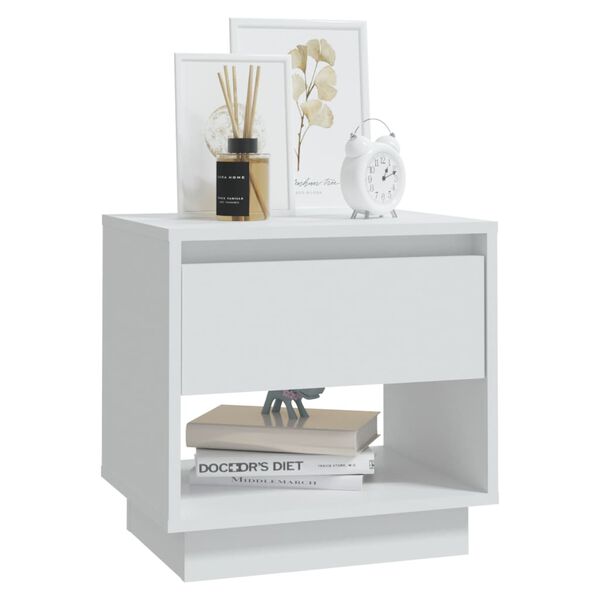 vidaXL Tables de chevet 2 pcs Blanc 45x34x44 cm bois d'ing&eacute;nierie
