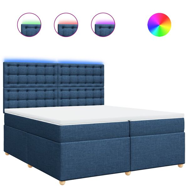 vidaXL Sommier &agrave; lattes de lit avec matelas Bleu 200x200 cm Tissu