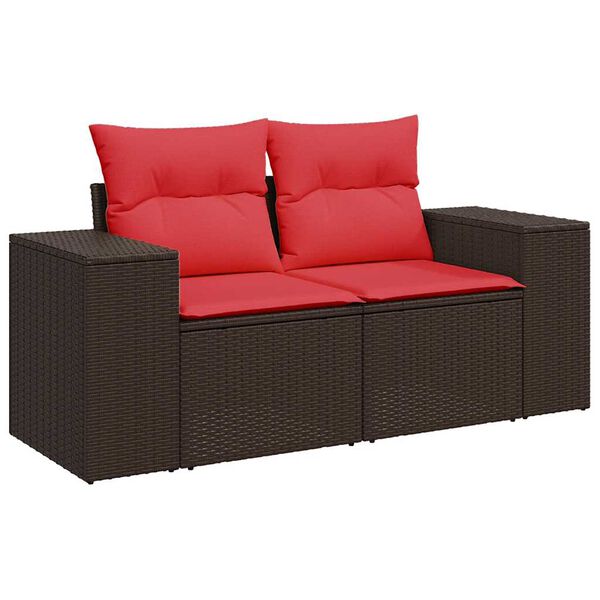vidaXL Salon de jardin avec coussins 5pcs marron résine tressée acacia