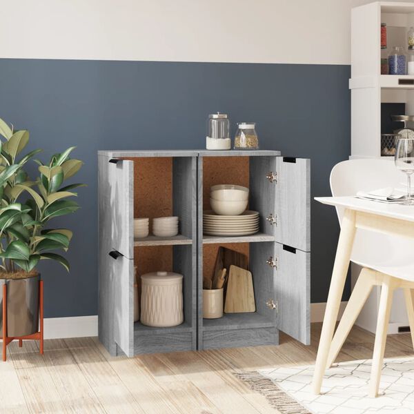 vidaXL Buffets 2 pcs Sonoma gris 30x30x70 cm Bois d'ing&eacute;nierie