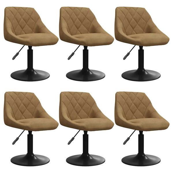 vidaXL Chaises pivotantes &agrave; manger lot de 6 marron velours